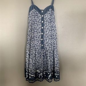 Paperdoll button down midi dress with lace trim. EUC!